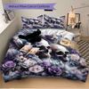 3pcs Skulls Angels and Roses Quilt Cover Set - Soft and Cozy Bedroom, Guest Room and Dorm Decorative Bedding 3-Piece Set 1 Quilt Cover + 2 Pillow