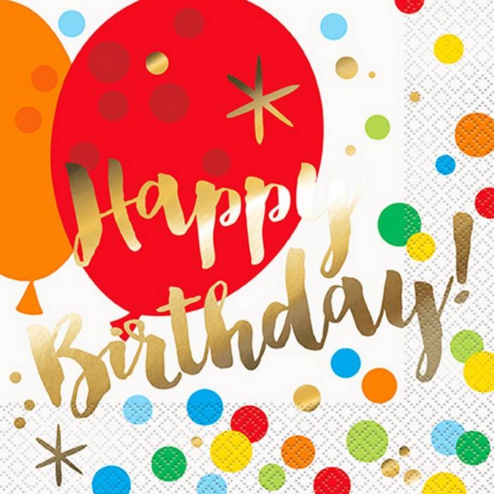 Unique Party Glitrende gull bursdagsservietter (Pakke med 16)