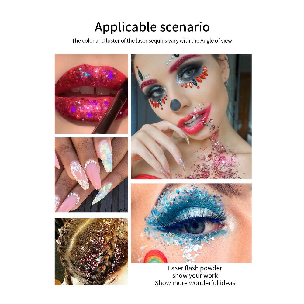 Julystar Body Gel Glitter Sequin Eyeshadow Mermaid Scale Liquid Glitter Gel Face Lip Hair Body Shimmer Sparkle Pigment Festival Party Makeup