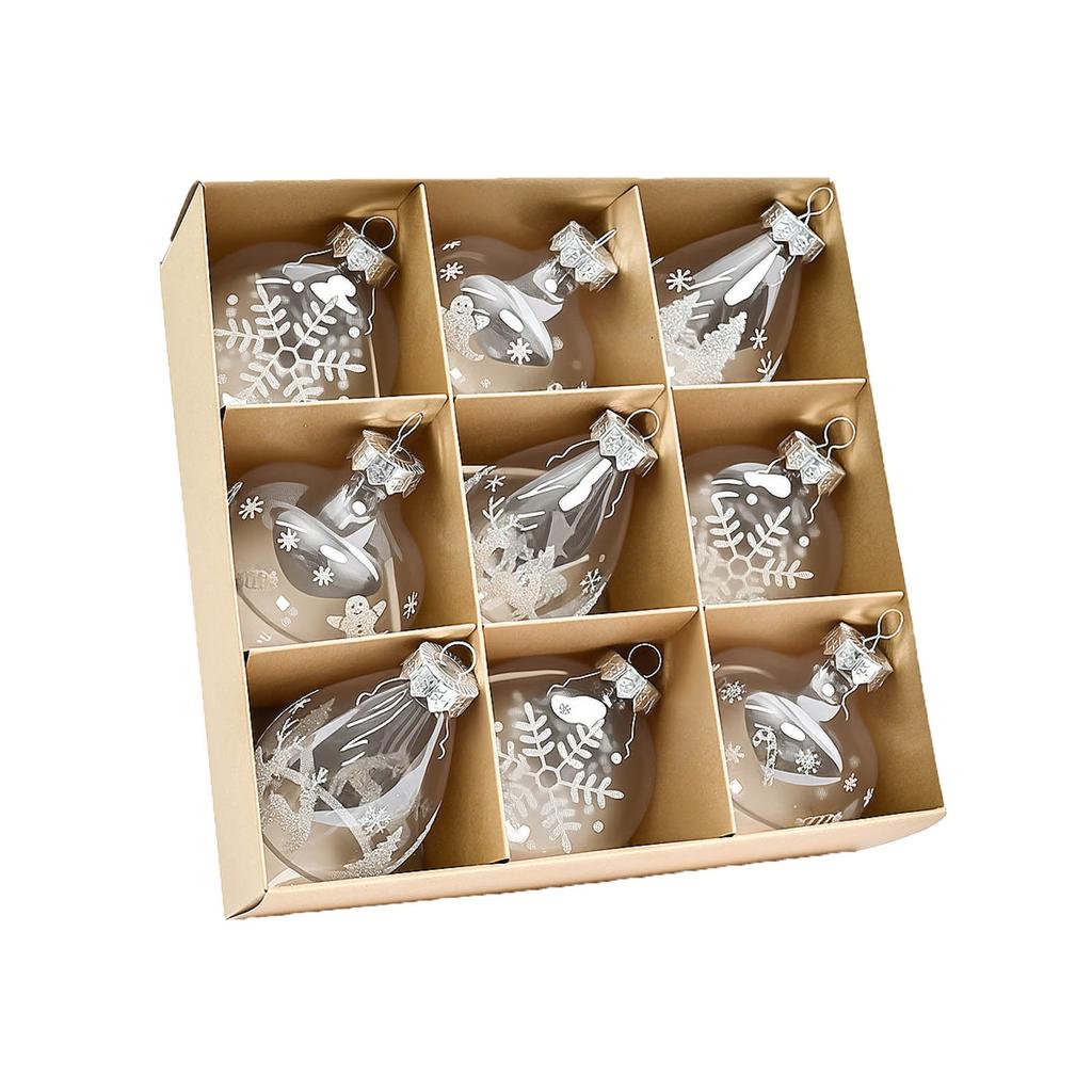 9pcs Christmas Ball Pendants Transparent Pet Special-shaped Christmas Ball Decoration Pendants Christmas Party Snowflake Elk Christmas Tree Ornaments