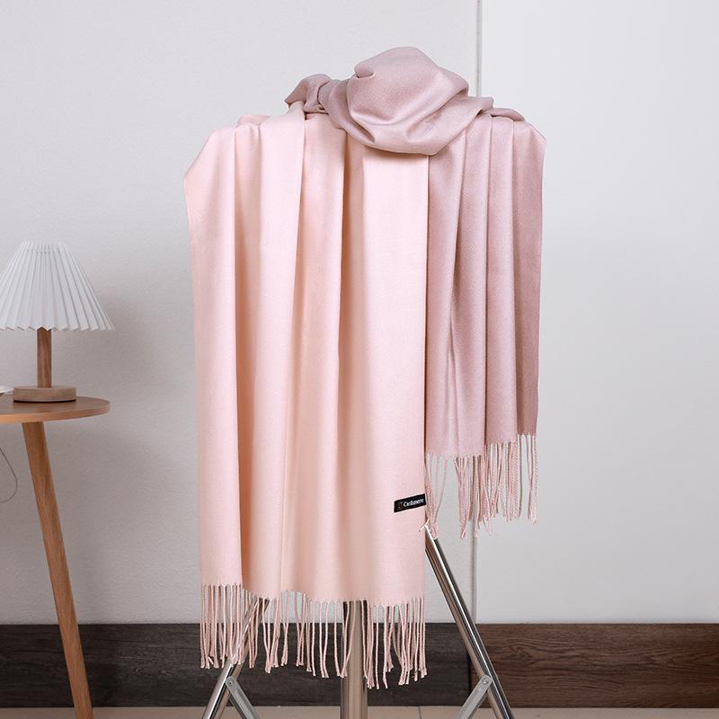 Double-sided Two-color Scarf for Women Autumn and Winter High End New Wool Scarf Shawl Imitation Cashmere Scarf
