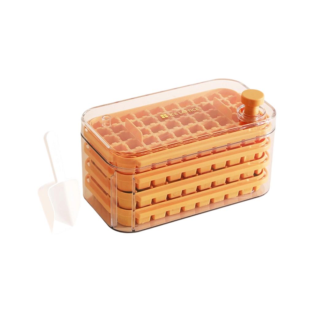 Silicone Ice Cube Tray with Press and Lid Double Layer Food Grade Ice Mold for Home Use Easy Release Storage Container