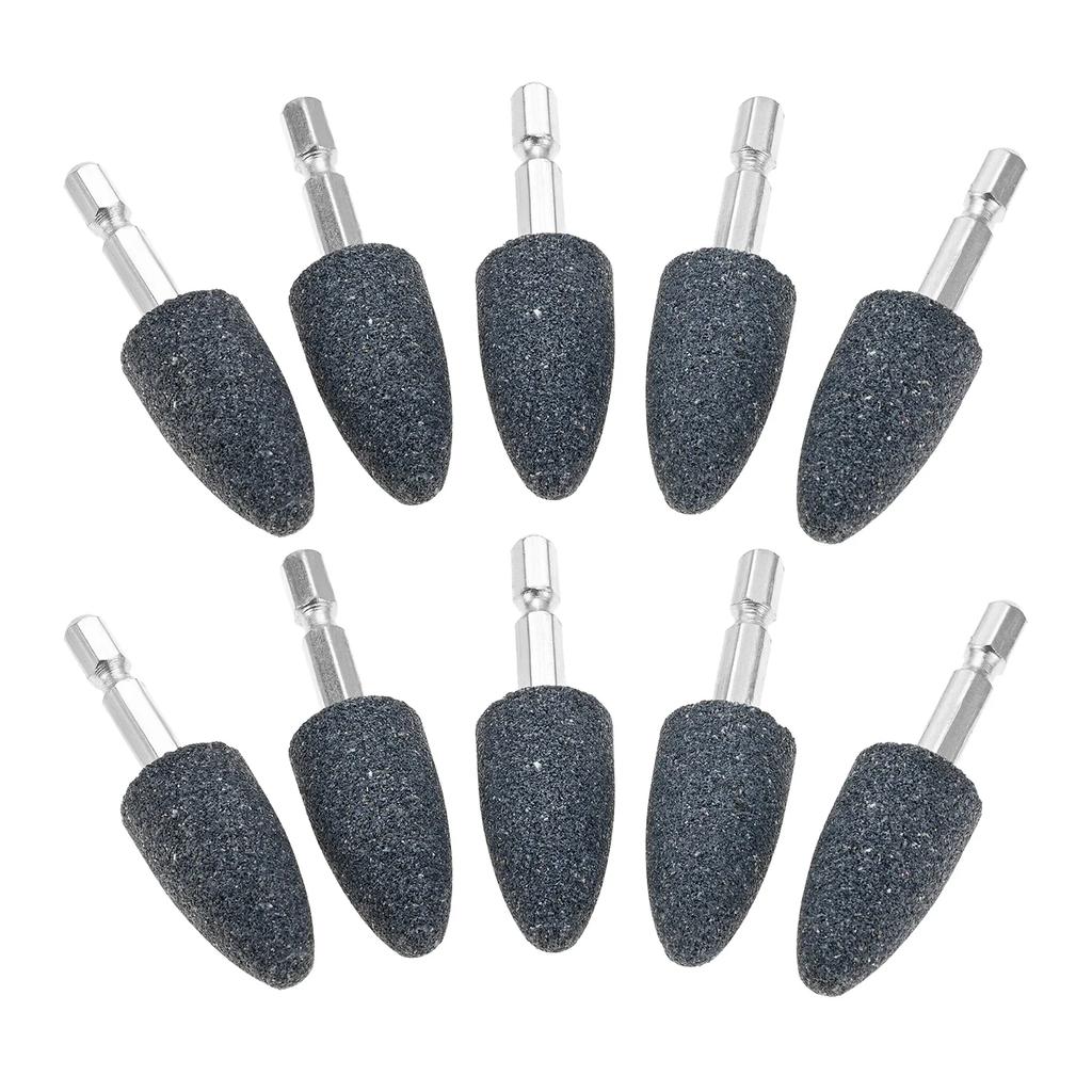 10Pcs 20mm Aluminum Oxide Mounted Grinding Stones Rotary Grinding Bits 1/4" Hex Shank for Electric Rotary Tools Drill Grinder