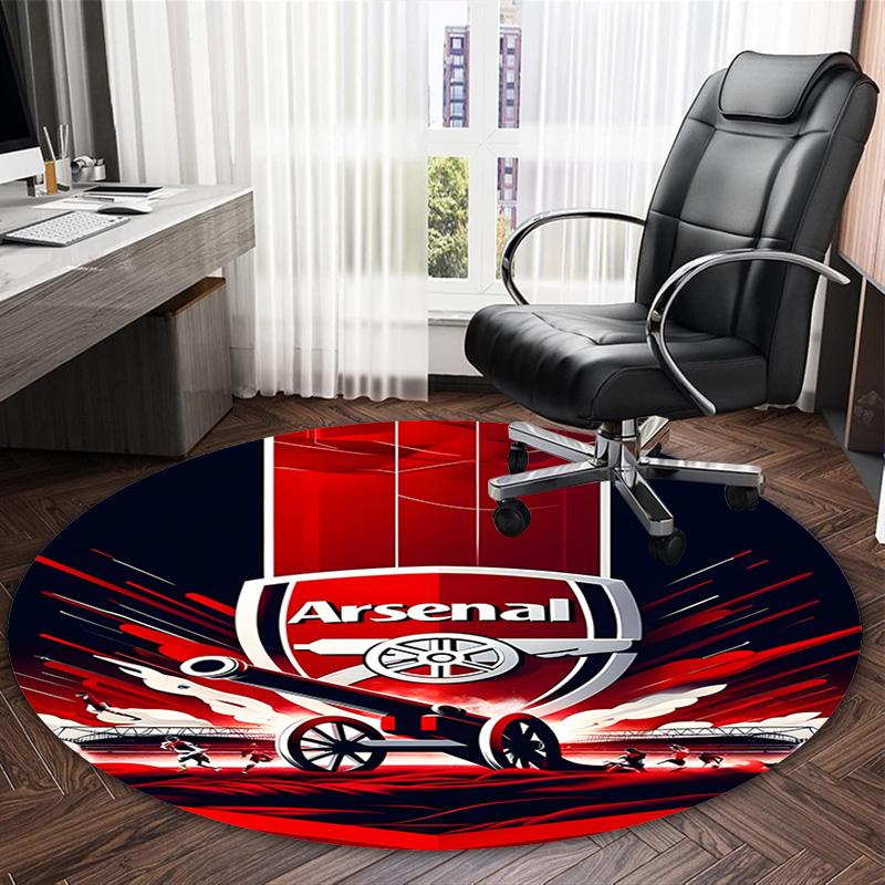1pc A-Arsenal Carpet, Round Rug, Comfortable, Suitable for Entryways, Living Rooms, Office, And Bedrooms, Christmas Decoration