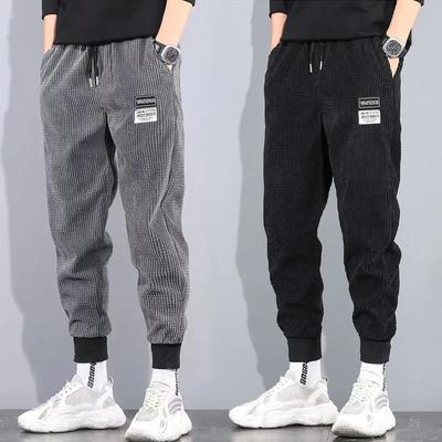 Autumn and Winter Men's Corduroy Padded Trend Drawstring  Sports  Casual Trousers Plus Size