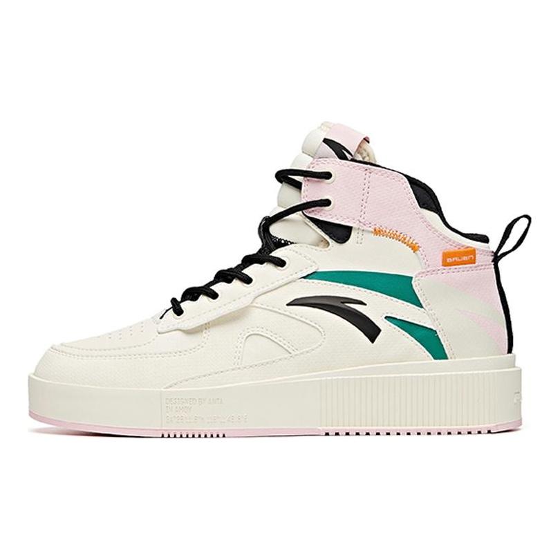 Anta Life Collection Textile, Synthetic Leather Abrasion Resistant Breathable High Top Skateboard Shoes Women's 922048012-1