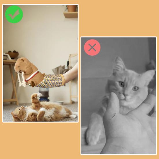 Cat Wrestling Glove Plush Wrestling Puppet Safe Stuffed Animal Cat Teaser Interactive Play Toy