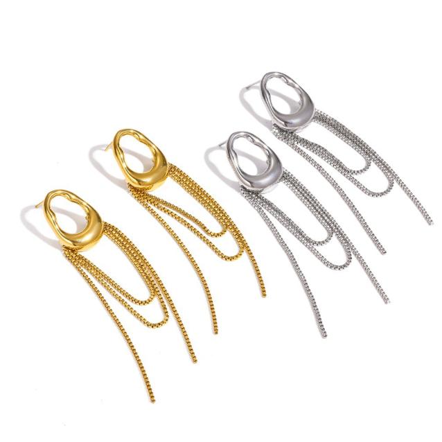 Tassel Chain Stainless Steel Earrings with a Female Niche Design, Earrings and Accessories That Do Not Fade