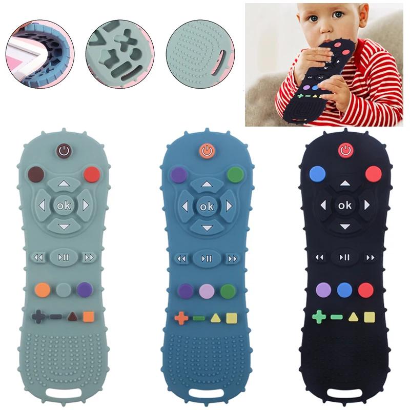 Non-Toxic Novelty Silicone Simulation Tv Remote Control Shape Soothing Toy Baby Food Grade Teaser Stick Children'S Sensory Education Toys