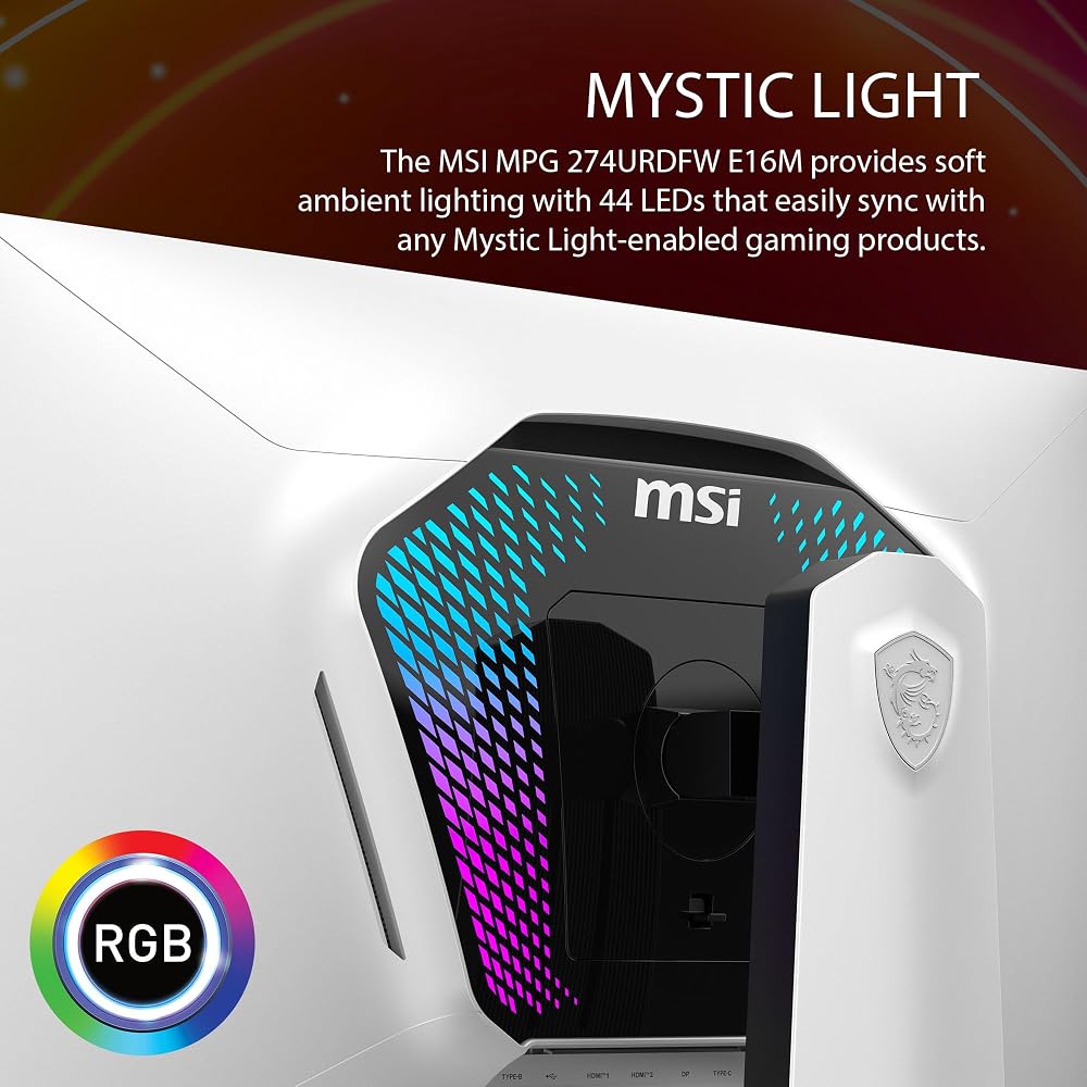 MSI MPG 274URDFW E16M 27-inch 3840 X 2160 (UHD) Gaming Monitor, 160Hz, AMD Adaptive Sync, HDR, HDMI, VGA Ports, VESA Mountable, Tilt, 4-Sided Slim Bez