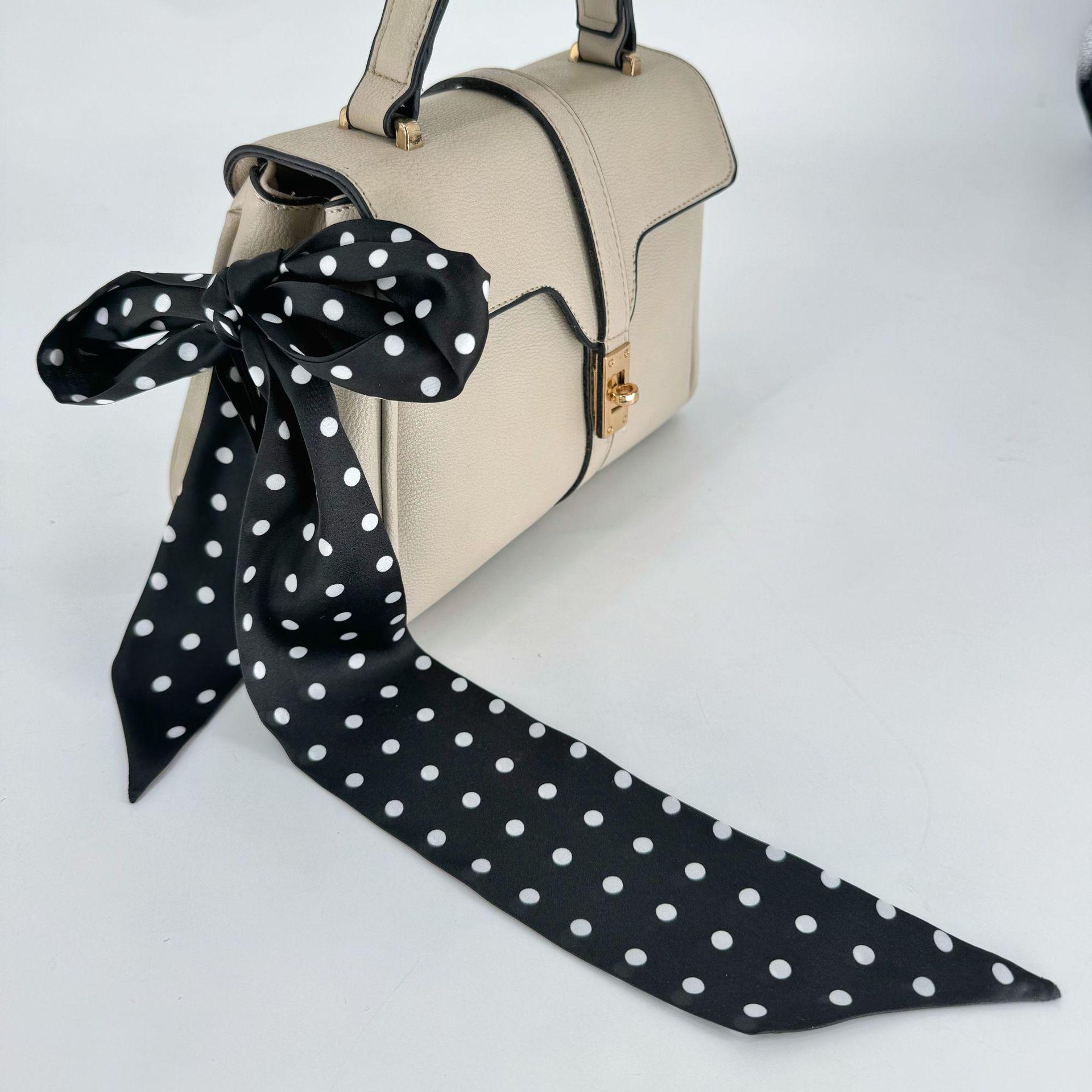 Polka Dot Silk Scarf: Chic Long Neck Wrap & Decorative Belt One Size