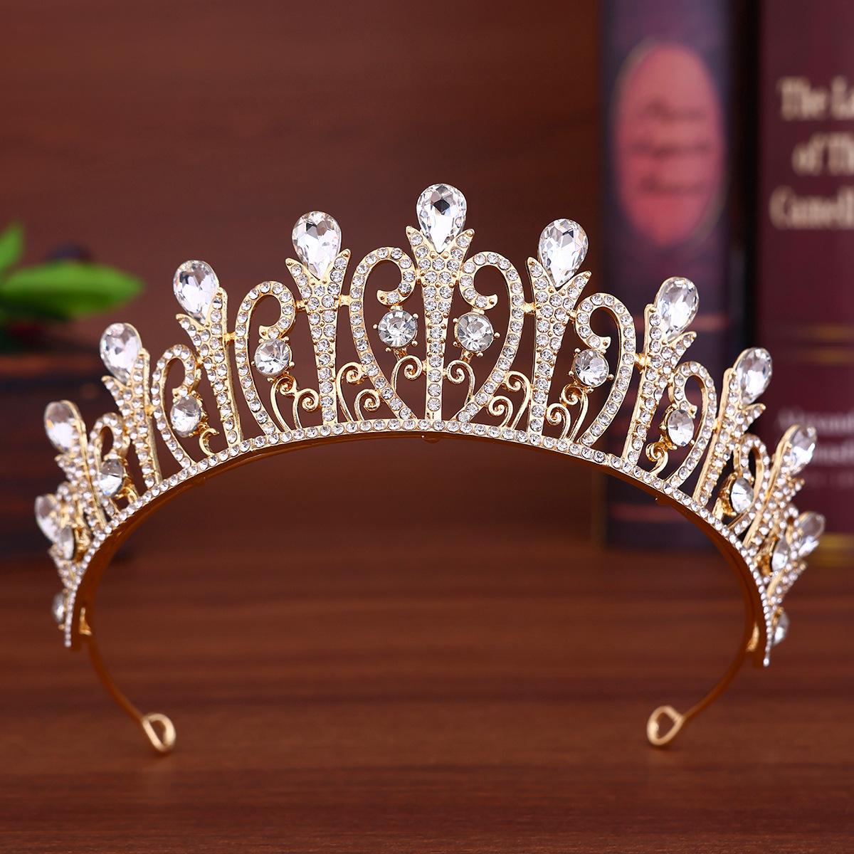 

Свадебная тиара-корона со стразами, европейская и американская, в форме сердца, корона для волос принцессы, банкетное платье, прическа «пучок», аксессуары для волос