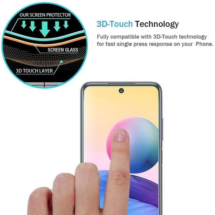 Lot 3 Verre Trempé pour Redmi Note 10 5G Films Anti Trace