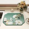 Absorbent Coffee Bar Mat for Espresso Machine, Floral Bird Pattern Non-slip Dish Drying Mat, Diatom Mud Quick Dry Mat for Kitchen Sink Countertop
