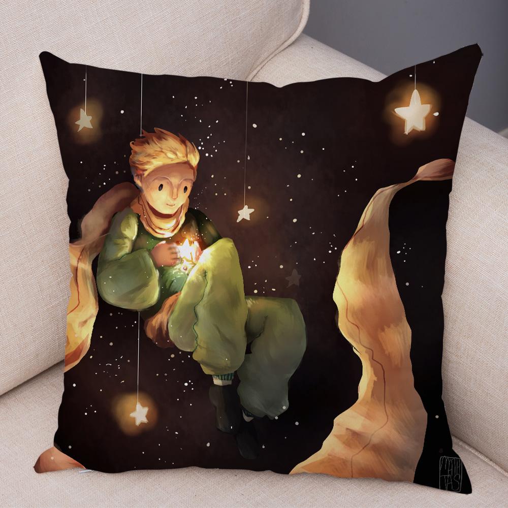 Little Prince Cushion Cover Decor France Anime Cartoon Print Pillow Case for Sofa Home Children Room Soft Plush Throw Pillowcase