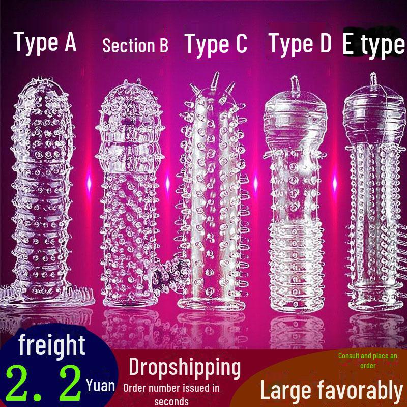 Men's Silicone Crystal Thorn Penis Sleeve - Transparent Spike Design