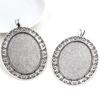 5pcs 30x40mm Inner Size Antique Silver Plated and Bronze and Black Cabochon Base Setting Charms Pendant