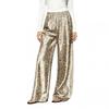 Womens Leopard Print Wide Leg Pants Loose Straight Trousers Casual Comfortable
