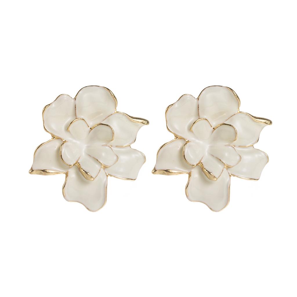 Cross Border Trendy Exaggerated Layered Style Oil Drip 3D Flower Earrings Vintage Hong Kong Style Ear Studs For Women
