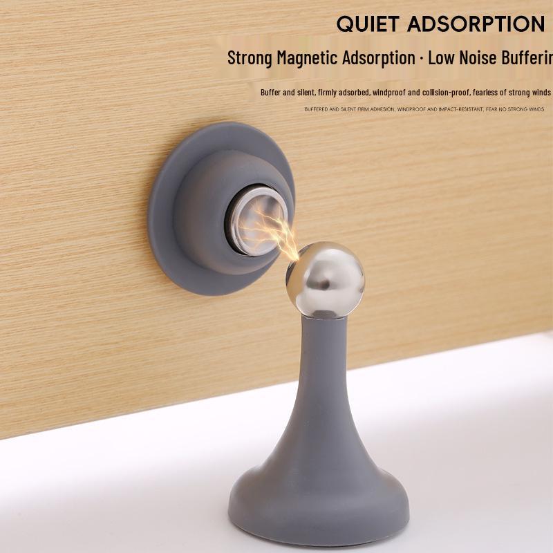 Stainless Steel Magnetic No-Drill Door Stopper - Silent, Anti-Collision, Bedroom & Bathroom Door Bumper