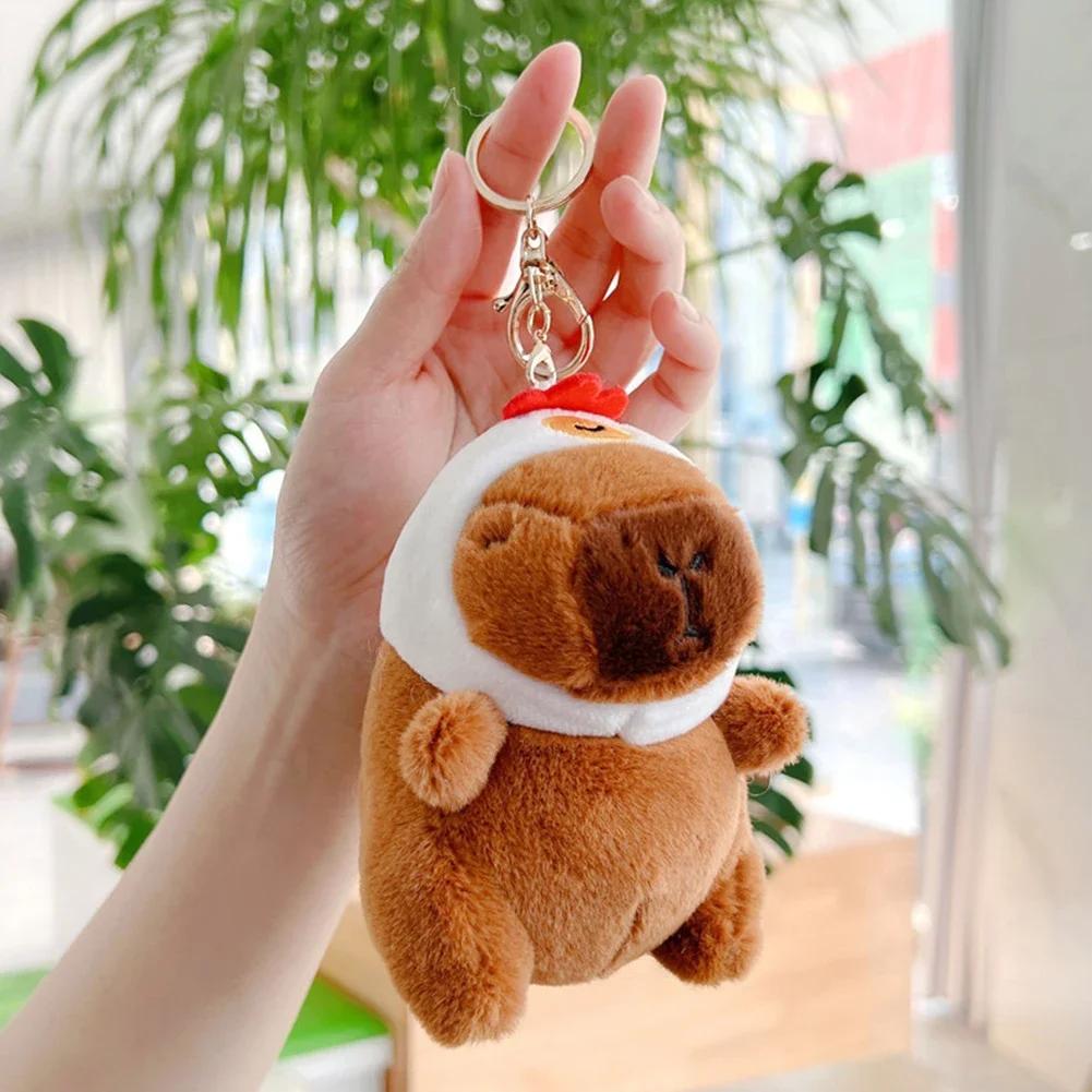 Cute Capybara Plush Keychain Backpack Pendant Toy Car Key Ring Decoration Accessories Kawaii Stuffed Doll Children Birthday Gift