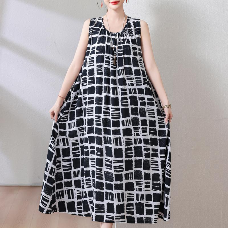 Plus Size Summer Long Dress for Women Clothes Elegant Sleeveless Loose Casual Dress