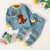 Toddler Boys Underwear Set Cotton Lettering And Bear Pattern Long Sleeve Top And Matching Pants Pajama Set