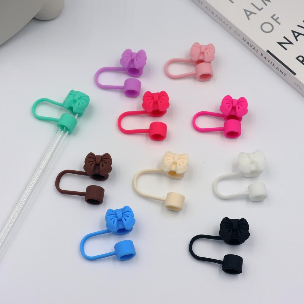 Roztomilé mašličkové krytky na brčka Roztomilý silikonový topper na brčko pro termosku Stanley 10mm Prachotěsná krytka na brčko Hrot Příslušenství k tumbleru