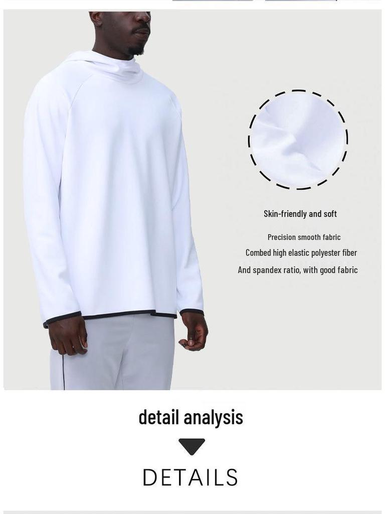 Męska szybkoschnąca casualowa bluza sportowa z kapturem - luźny krój z długim rękawem, bluza fitness