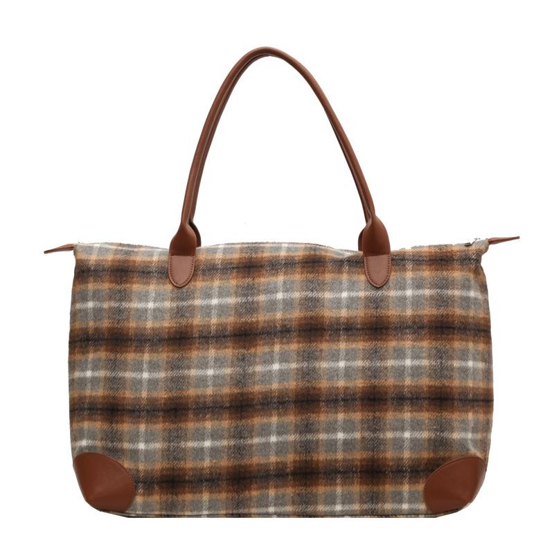 

Женская мода Ретро Повседневная Контрастный цвет Клетчатая Сумка-тоут Домашнее Хранение Одежды Багажная Сумка Small серый