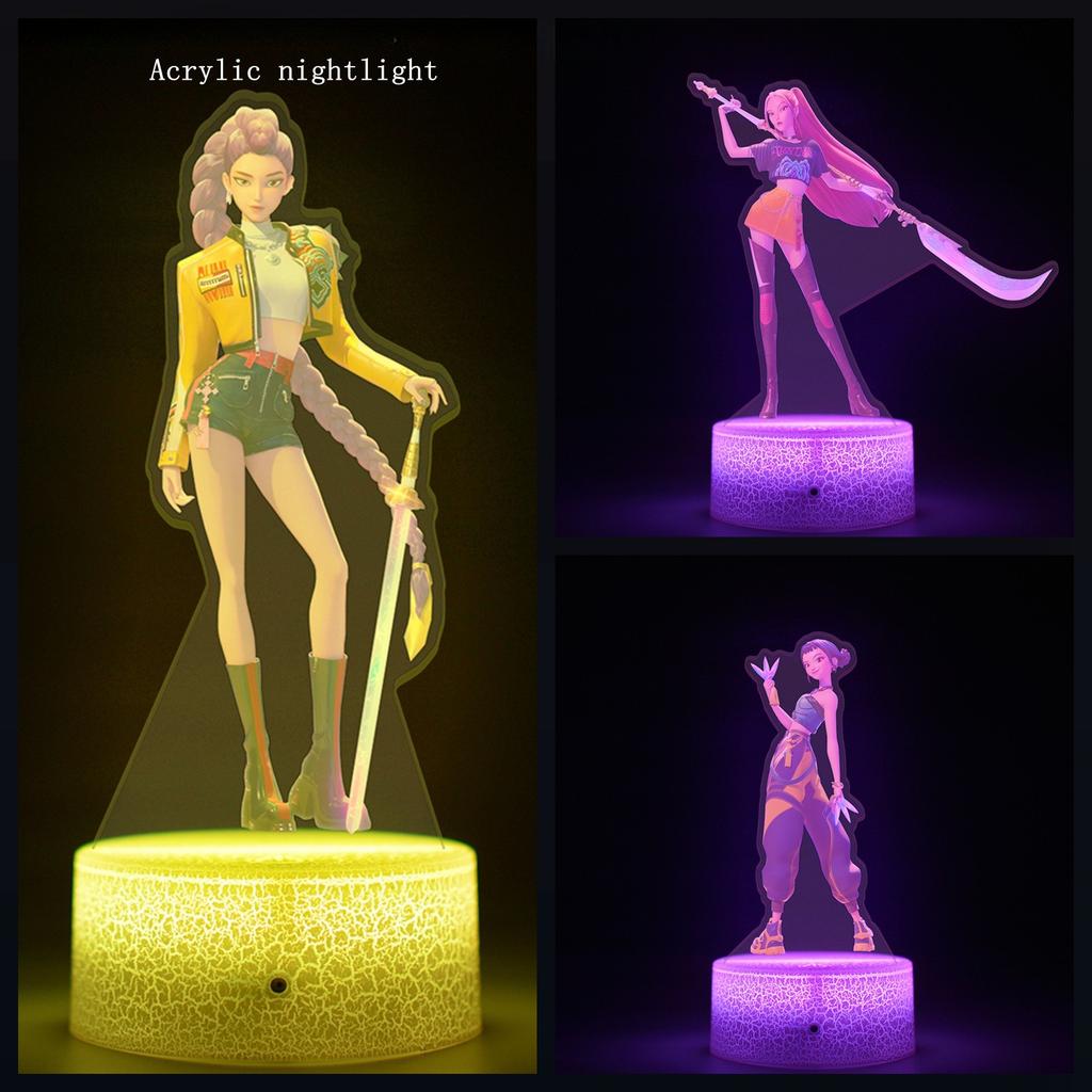 KPop Demon Hunters Kawaii Zoe Mira Rumi Saja Boys Monochrome Light Remote Control 16 Color Night Lights