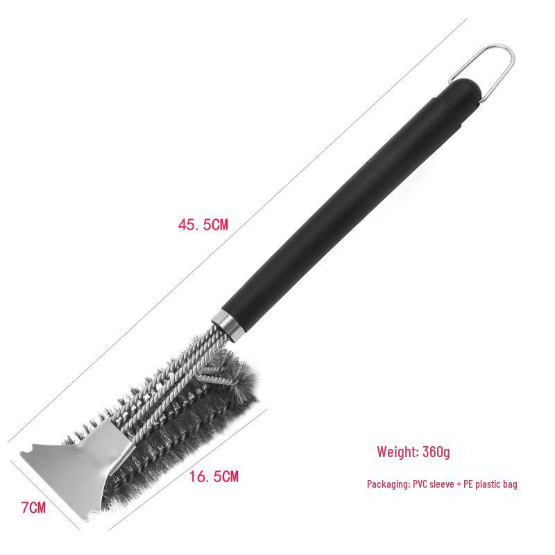 Three-Headed Stainless Steel BBQ Cleaning Brush Tool