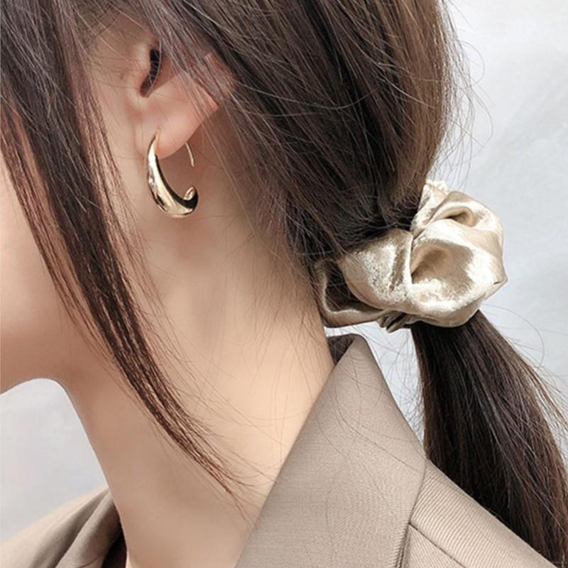 Silver Geometric C Shape Stud Earrings for Women French Trendy Gold Plated Prevent Allergy Earring Party Jewelry