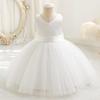 Cross-Border Baby Girl Mesh Princess Dress | V-Neck Puff Bow Design | Summer Flower Girl Wedding Attire