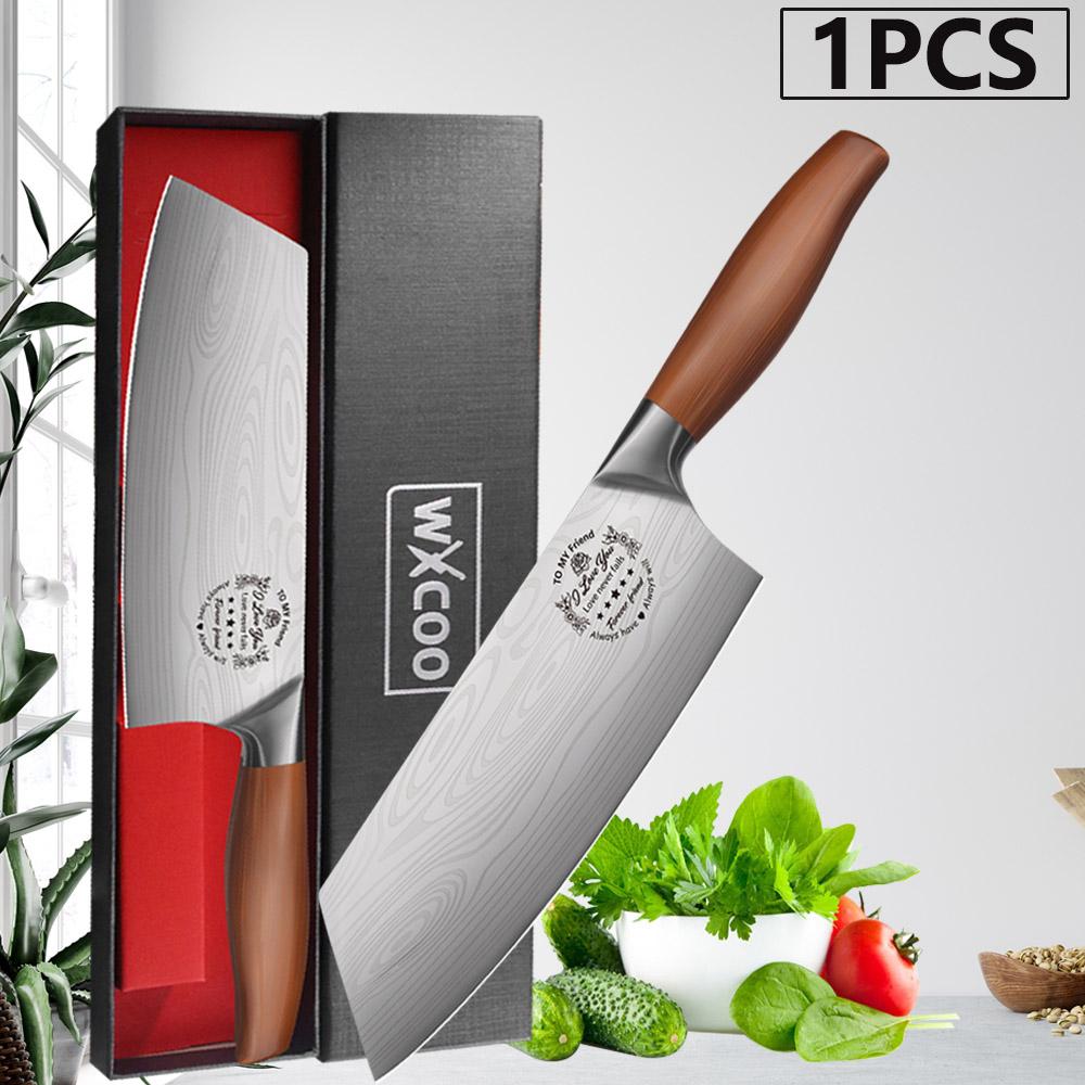 WXCOO Professional Chef's Knife Japanese Sharp Meat Cleaver Cooking Damascus Laser Kitchen with Gift Box Fruit Slicing Knife