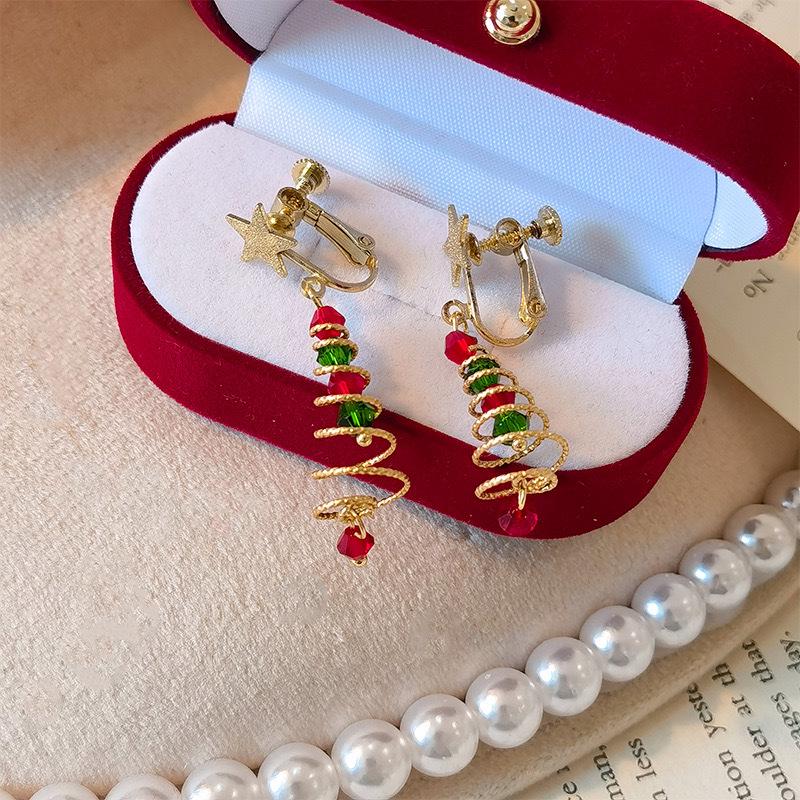 Handmade European & American Christmas Tree Earrings - Festive Holiday Jewelry Gift