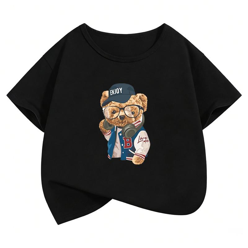 Fashion Bear Streetwear TShirt Printed T Shirt Girls Summer Clothes Short Sleeve Tops TShirts Cute Boys Kids Clothing