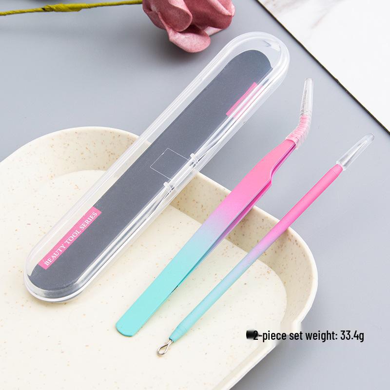 Nerezová ocel Zahnutá špička Pinzeta na prodlužování řas - Vysokohustotní Páv Motýl Kvetoucí Klip