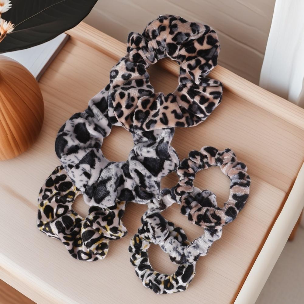 6pc/lot Scrunchies Velvet Hair Accessories For Women Elastic Bands Leopard Small and Large size Ponytail Headwear Holder