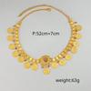 Indische Braut-Kopfkette Goldfarbene Legierung Strass Kristall Blume Münze Quaste Stirnband Kopfschmuck Damen Hochzeitsaccessoires