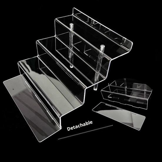 Raft de depozitare pentru birou, transparent, mai multe straturi, cu suport de încărcare mare, raft detașabil pentru afișaj, pentru ochiuri pentru degete, organizator de parfumuri, produse cosmetice pe niveluri