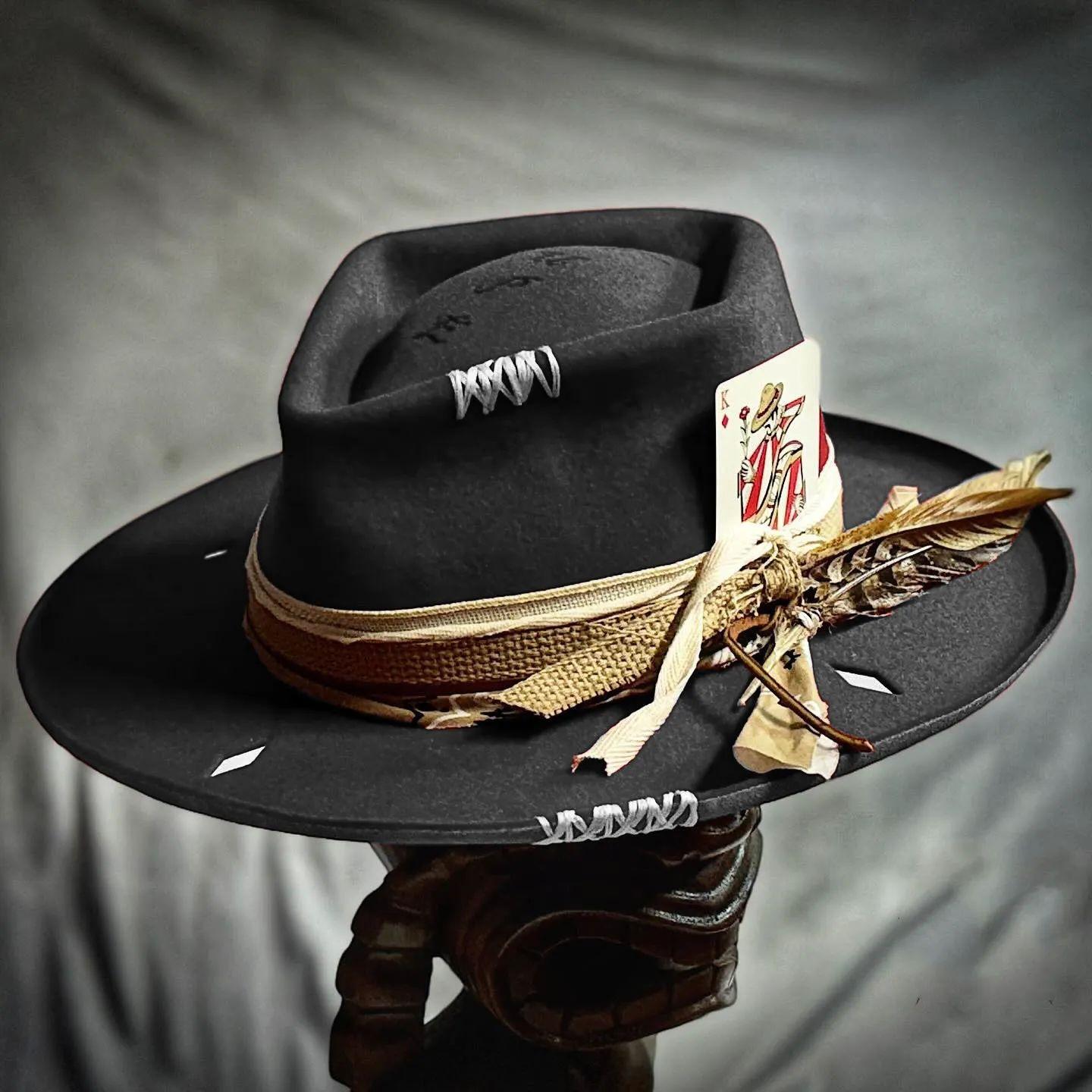 

Ribbon Embellished Wool Hat Versatile Retro Retro Sheep Felt Hat чорний
