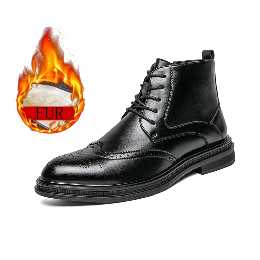 

Модные мужские ботинки челси в британском стиле, деловые короткие ботинки с заостренным носком на толстой подошве, высококачественные мужские свадебные туфли на шнуровке с высоким верхом 42