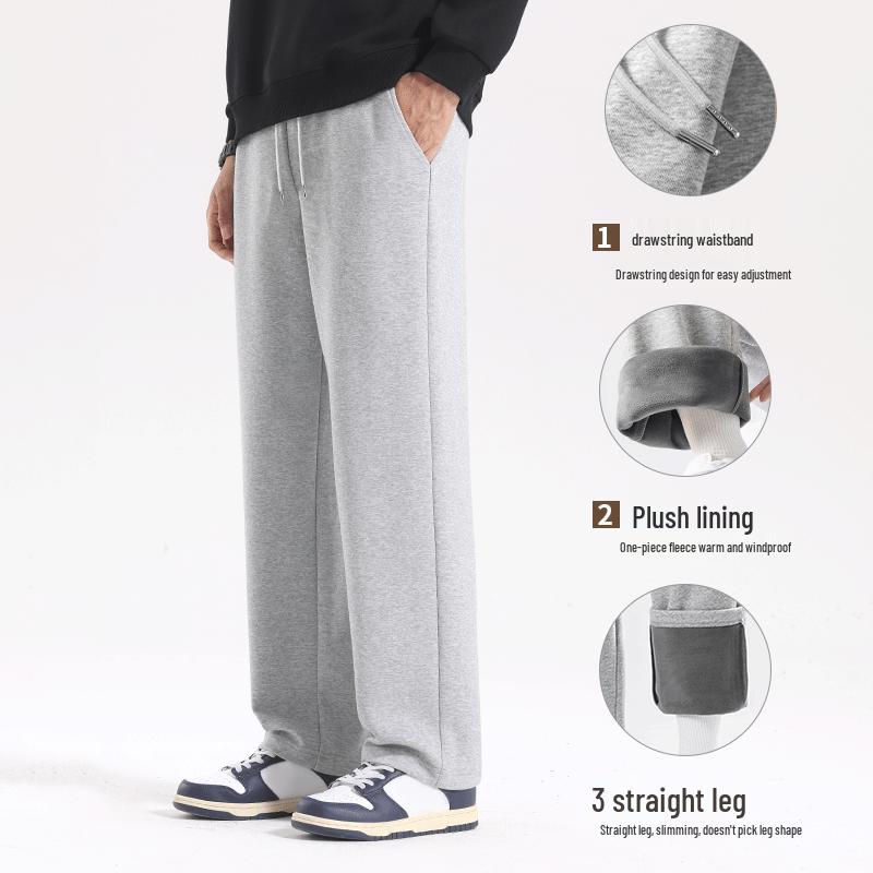MINISO Men's Winter Warm Fleece-lined Casual Straight Leg Pants