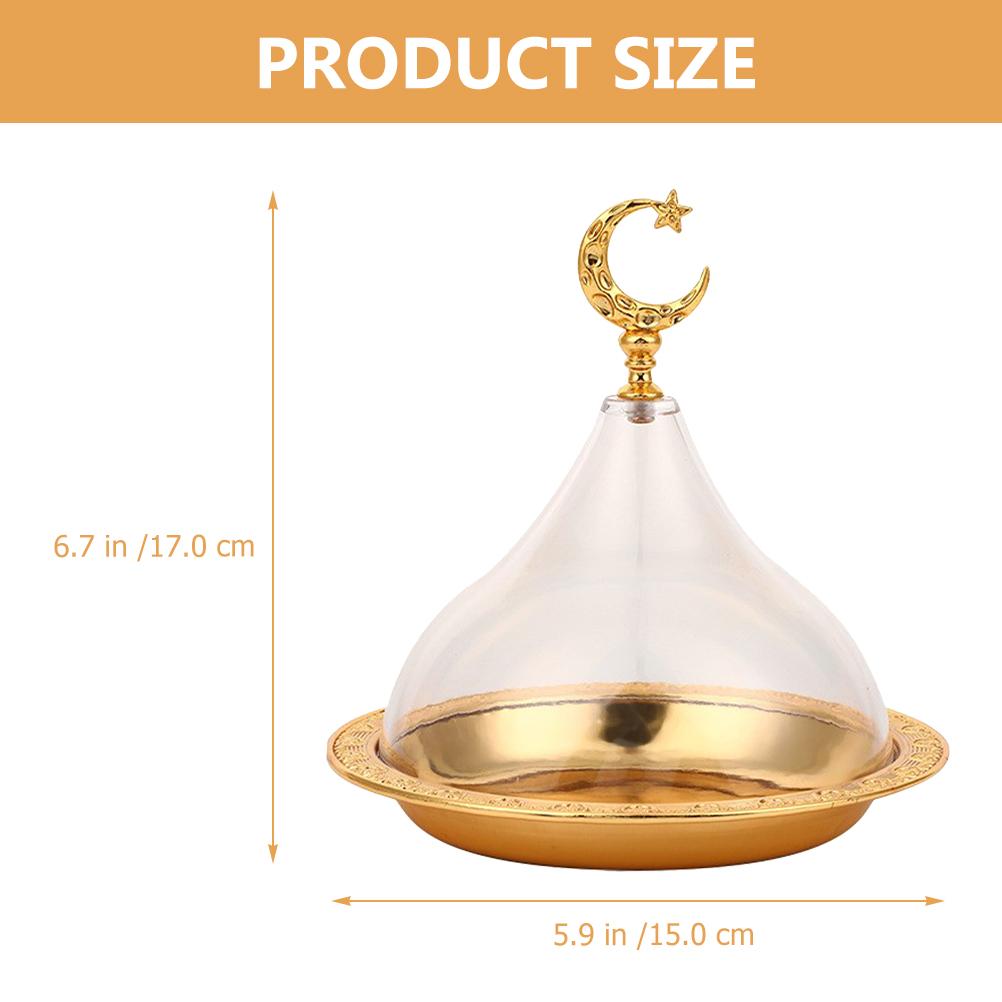 

1Set Vintage Carved Cake Tray Clear Dome Cover Household Dessert Tray for Cake Snacks Fruits Display Food Cover золотистий