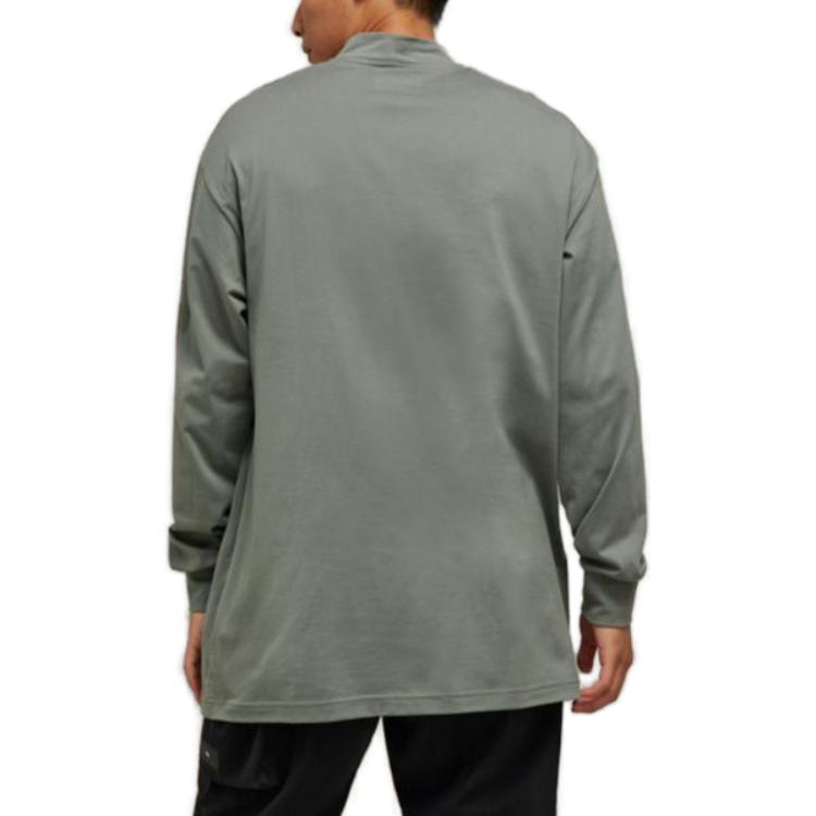 Y-3 Camiseta Unissex Manga Longa Gola Alta Ombro Caído Cor Sólida FW23 Tops Verde IP7705
