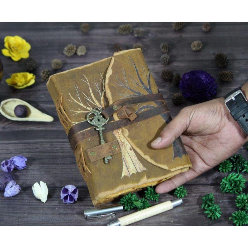 

Handmade Leather Journal: Tree of Life Embossed, Vintage Style 7 x 5 in - 100 page