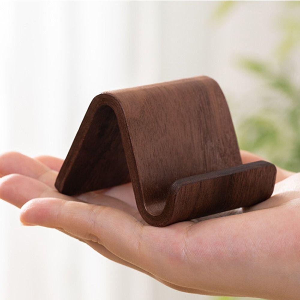 Stable Business Card Display Rack Wooden Desktop Phone Stand Portable Phone Holder