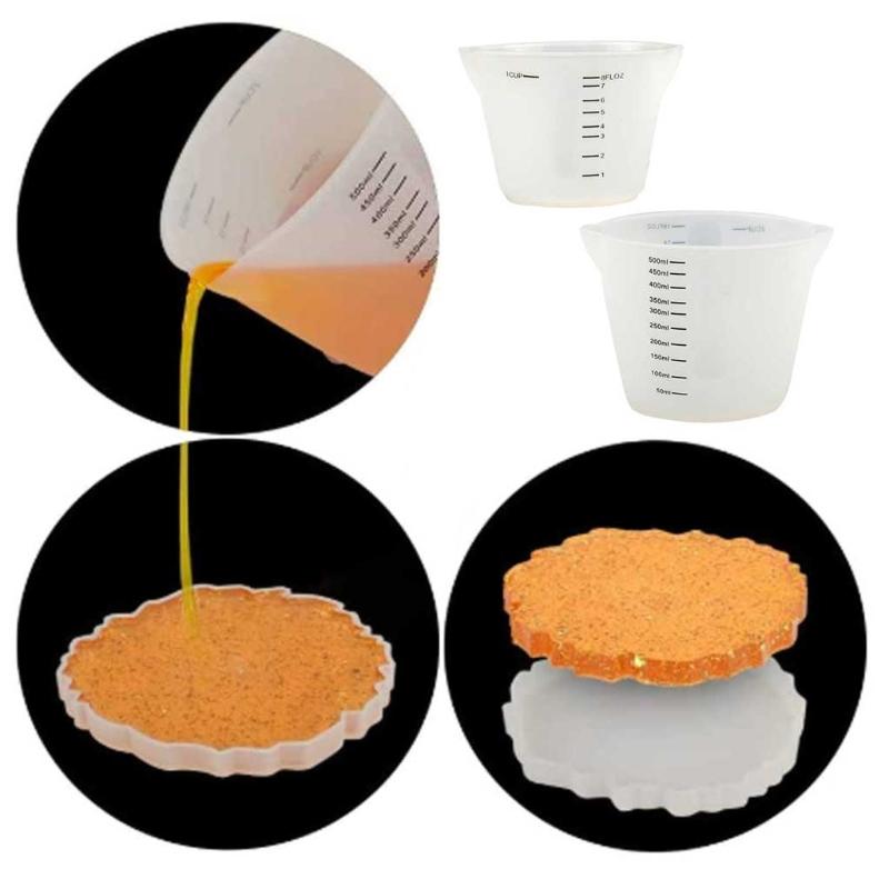 500ml and 250ml Silicone Measuring Cups Resin Mixing Cups for Acrylic Paint Pouring Reusable Craft Measuring Cups
