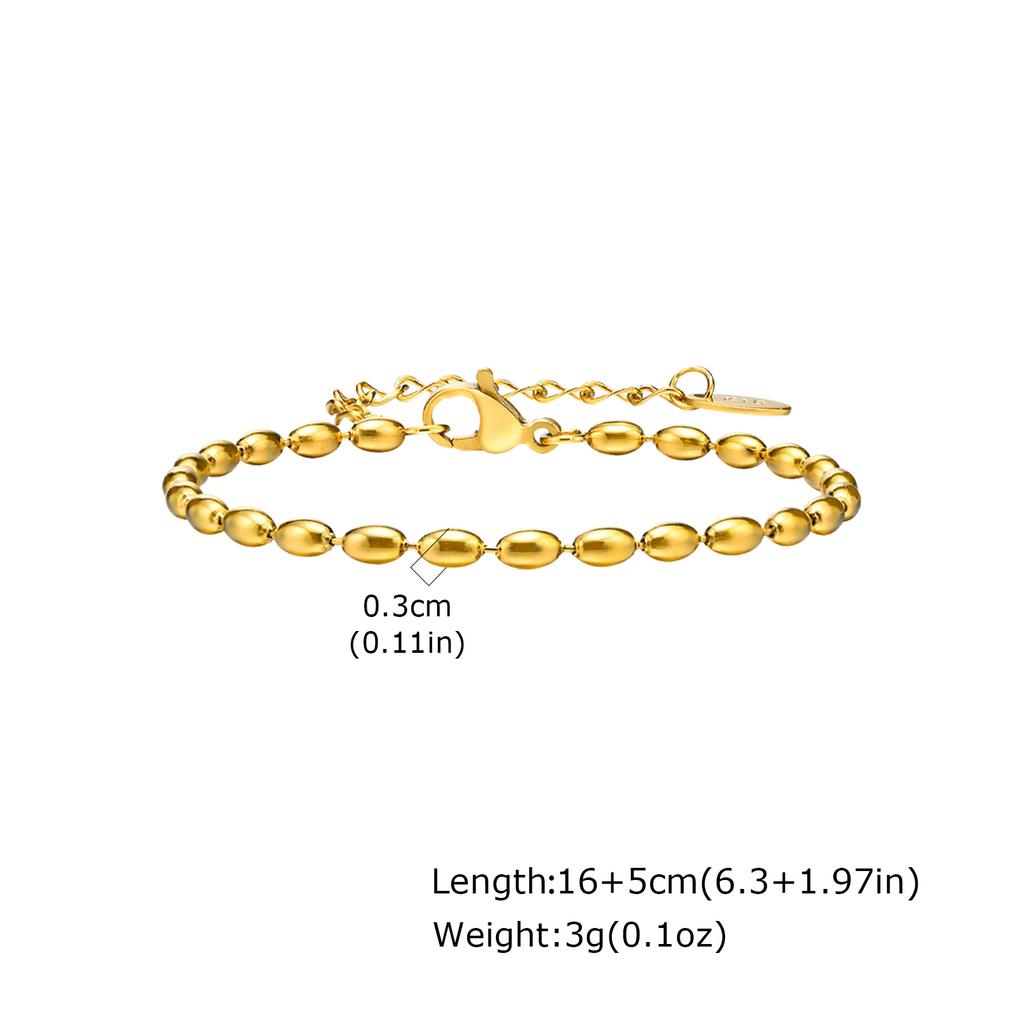 Classic AAA Zircon Tennis Bracelet for Women, Stainless Steel Oval Beads Chain Bracelets, Waterproof Fashion Jewelry Daily Party